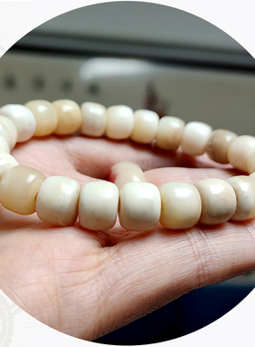 真品骆驼骨手串手链桶珠文玩饰品实心白花骨头手持盘玩念珠饰品