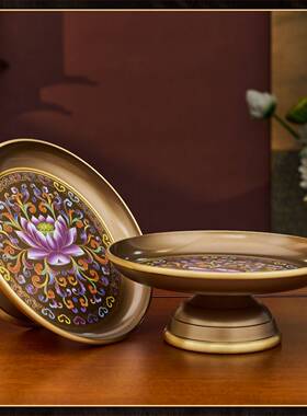 纯铜景泰蓝供具套装家用佛前室内香炉水杯果盘供灯寺庙佛具大全