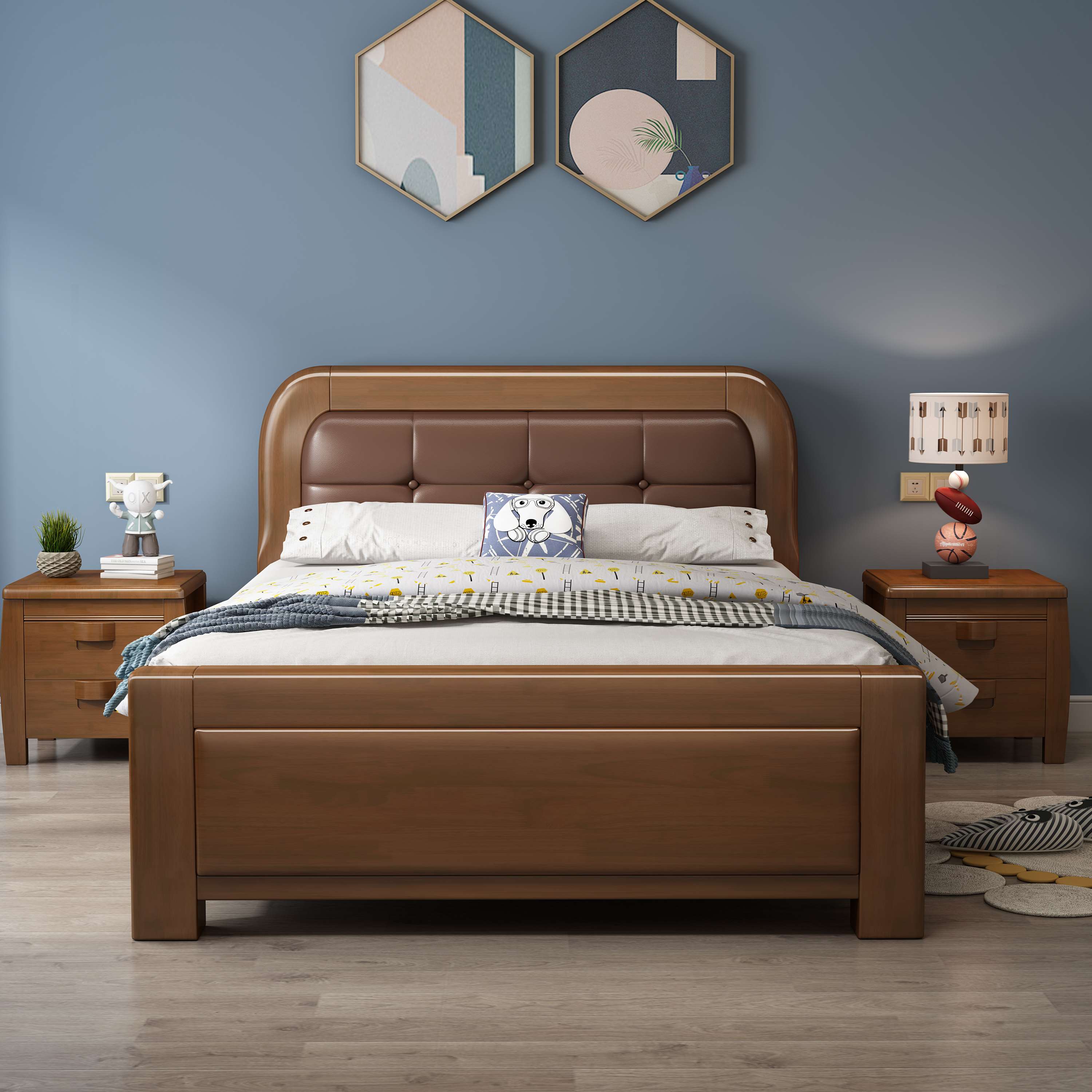 单人床1.2米小户型1.35/1.5/1m宽加厚原木儿童老人抽屉储物实木床