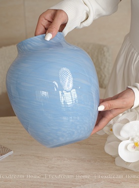 蓝调琉璃花瓶轻奢中古高级感