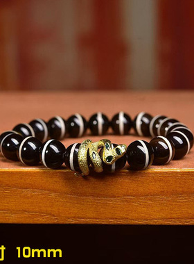 天然老西亚镶蚀线珠手串单圈藏式文玩佛珠男女玛瑙圆珠子手链饰品