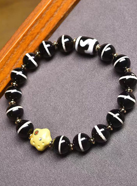 天然老西亚像是线珠手串单圈藏式文玩佛珠玛瑙回纹珠朱砂配饰手链