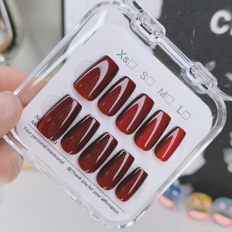 （长短可选）指甲贴片2025新款车厘子红穿戴甲显白气质手工甲猫眼,淘宝优惠券,粉丝福利购,淘宝优惠卷