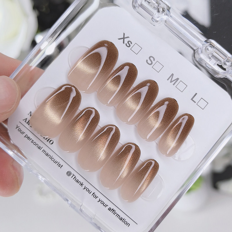 穿戴甲2025新款高级感闪亮冰透短款美甲贴片显白手工甲高级感气质,淘宝优惠券,粉丝福利购,淘宝优惠卷