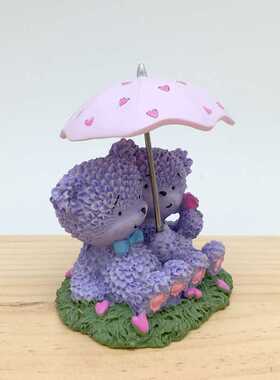 新款直销创意可爱紫色打伞薰衣熊蛋糕装饰品汽车摆件树脂工艺品情