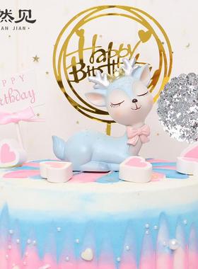新款直销ins风创意卡通动物小鹿家居桌面小饰品摆设车载汽车蛋糕
