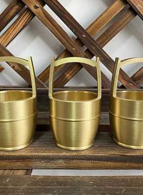 新款直销一桶金摆件纯黄铜一桶江山小水桶招财金扁担办公室桌面客