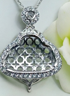 纯银佛公空托国标DIY女新款豪镶