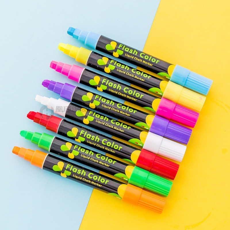 Fluorescent Window Marker Flash Color Pen Liquid Chalk Pen E - 图0