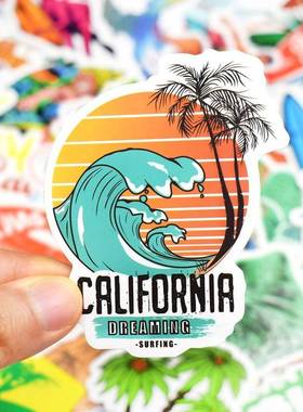 50 PCS Cool Surfing Stickers Summer Beach Travel Surf Decal