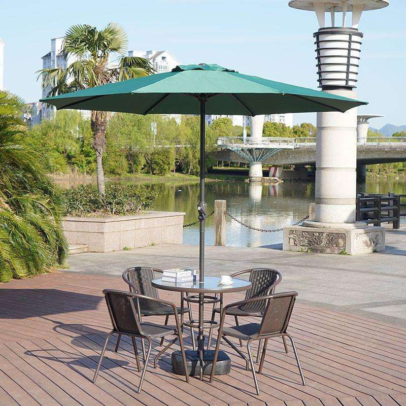 户外桌椅套装带伞套装庭院露天阳台桌椅三件套户外餐桌商用休闲 - 图1