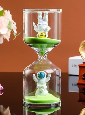 速发太空人沙漏计时器儿童饭摔/5/10分钟学生玻防时间流沙瓶礼物