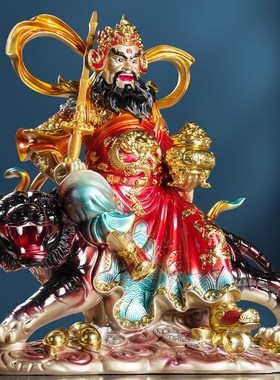 速发武财神艺公明仿铜彩绘环保树脂神佛像室内工财品招赵摆件