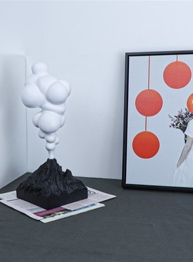 速发饰板房创意火样爆发摆件黑白抽象几何摆设软装山品工艺品