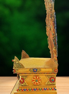 速发尼泊尔铜纯彩绘佛像底座佛龛供桌家用供奉座台神台财神供爷架