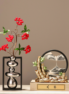 速发时运来转陶花瓷瓶中式石头摆件创意高级感装饰品家居茶室民宿