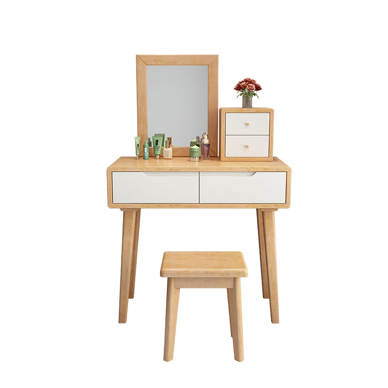 北欧实木梳妆台现代简约卧室家用化妆桌小户型梳妆桌收纳柜一体 - 图3