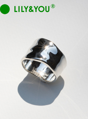 lily&you纯银自然肌理宽版戒指