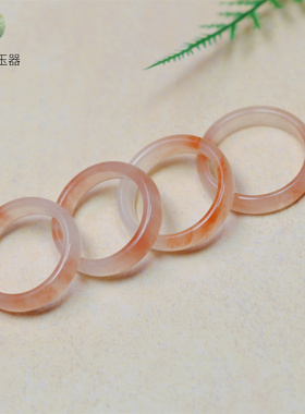 天然新疆金丝玉石桃花酿素圈戒指