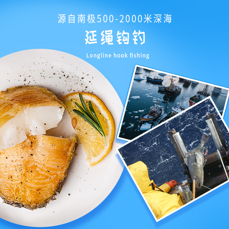 海天下南极银鳕鱼200g整切中段进口新鲜加餐辅食冷冻深海鱼块切片 - 图0