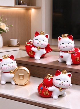 简约现代客厅电视柜招财猫摆件搬新家2026新款装饰品摆件入宅大吉