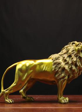 小跑狮雄狮工家艺品面办公摆桌件HVK厂铜狮子