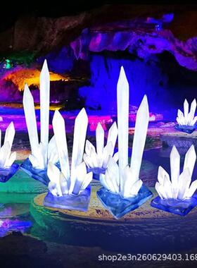 玻璃钢发光锥冰凌摆件BL006真冰模柱型冰雕塑游乐园冰雪场景仿道