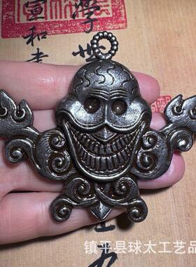 复古藏牌DZL传黄佛利马铜錾刻藏阿呆大鹏鸟佛吊坠项坠挂铜件