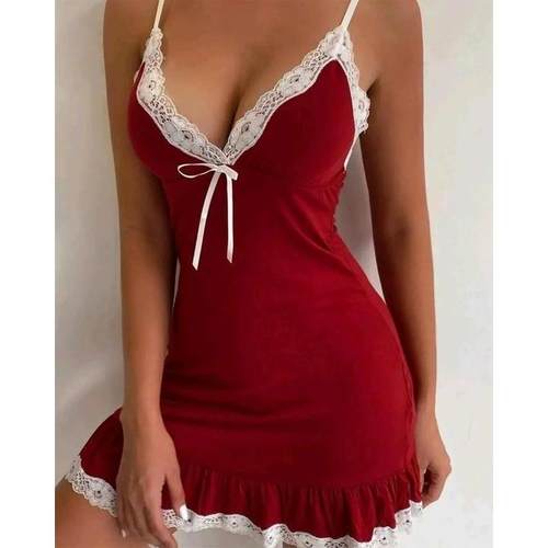 Sexy lingerie plus size sexy suspender dress pajamas - 图0