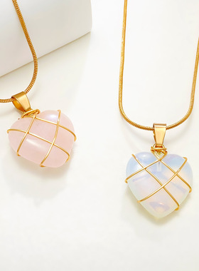 Gir l Pink NeceklaGMMc Cute Heart shapedClavicular hacin 女