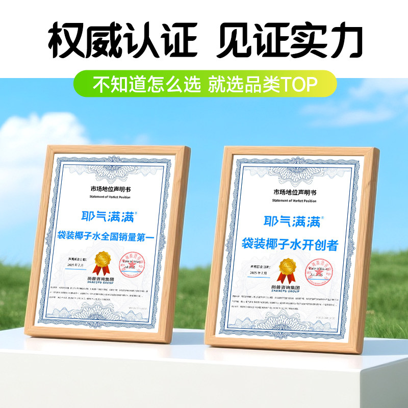 耶气满满100%纯椰子水NFC果汁饮料天然电解质孕妇饮料180g*10袋