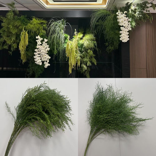 绿色造景花芦荀草龙须草结婚订婚仿真花婚礼背景插花商场美陈装饰 - 图0