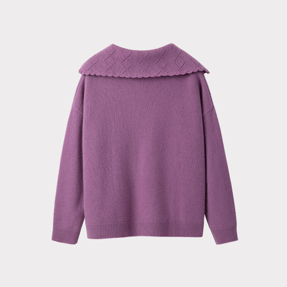 抽象嵌花~花边领设计！慵懒风纯山羊绒衫女毛衣秋冬卫衣手工包扣,淘宝优惠券,粉丝福利购,淘宝优惠卷