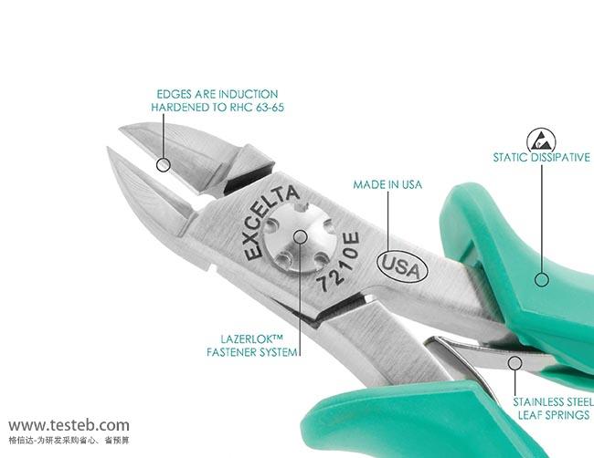 美国Excelta 7140E斜口钳 1.27mm剪径硬度65HRC齐平剪切 - 图2