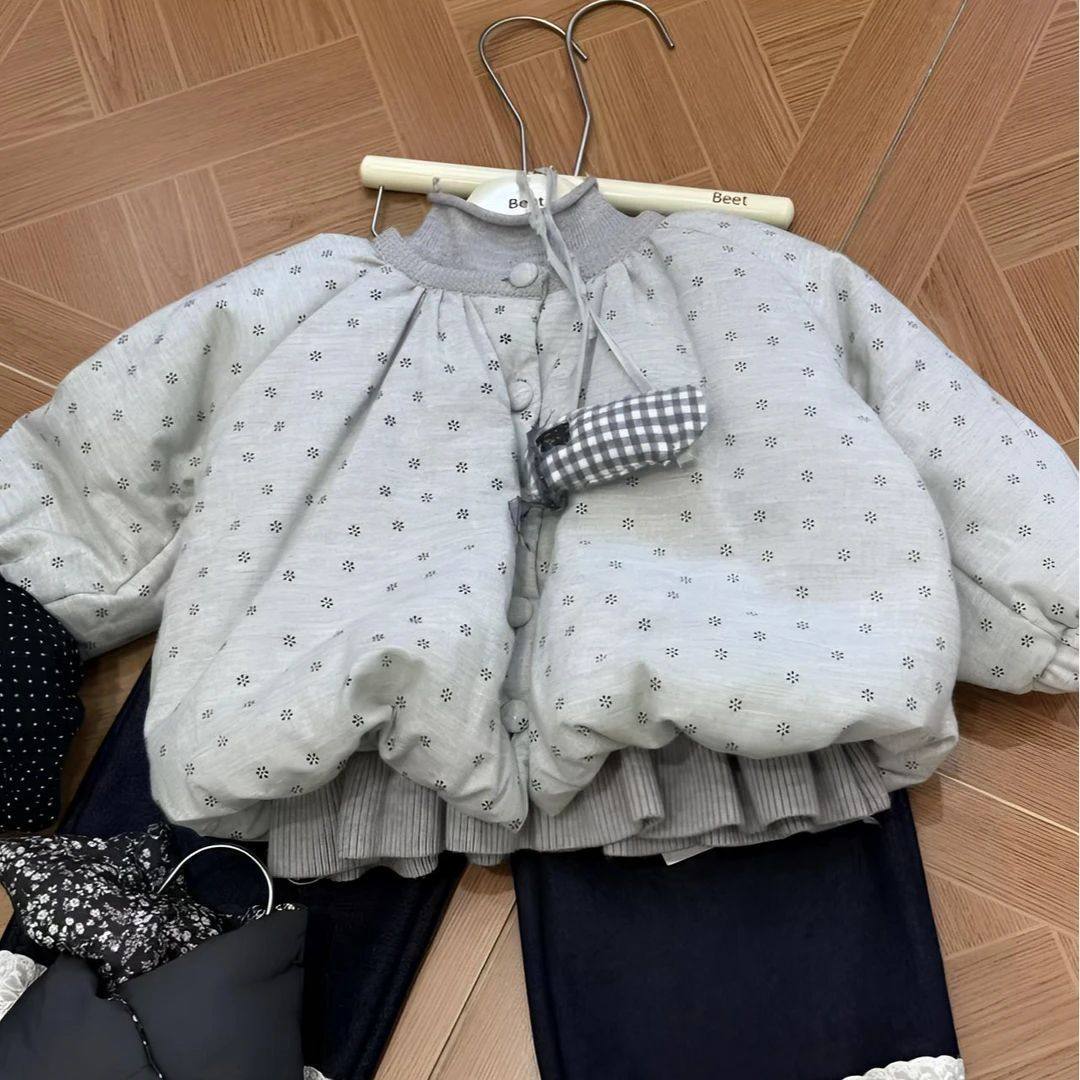 2026韩版女童碎花洋气加厚保暖棉服秋冬季新款圆领夹棉外套时尚,淘宝优惠券,粉丝福利购,淘宝优惠卷