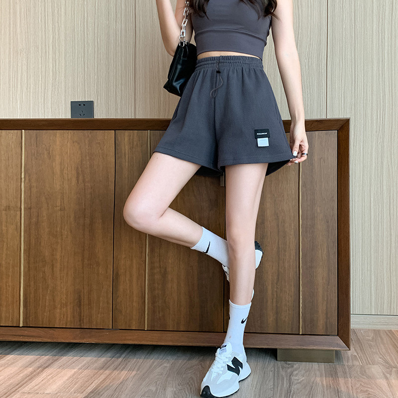 ins风华夫格直筒三分裤