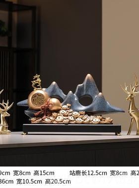 新款新中式摆件家艺居博架玄关假山古工品客厅办装公室茶室老板桌