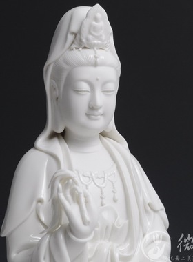 16至20吋立莲观音佛像供奉家用陶瓷观世音菩萨像立式微笑站像摆件