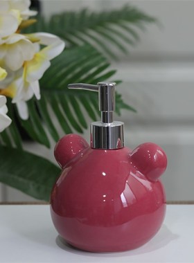 草莓熊按压瓶卫生间摆件可爱卸妆水乳分装瓶卡通洗手液瓶陶瓷瓶