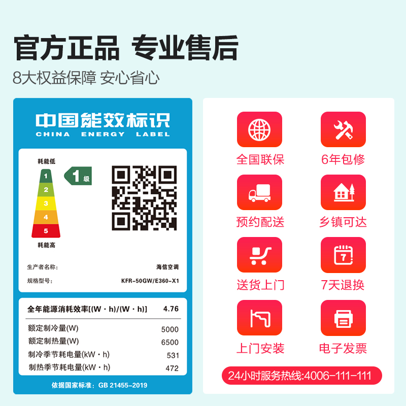 海信大2匹易省电E360空调挂机式家用新一级能效客厅以旧换新补贴
