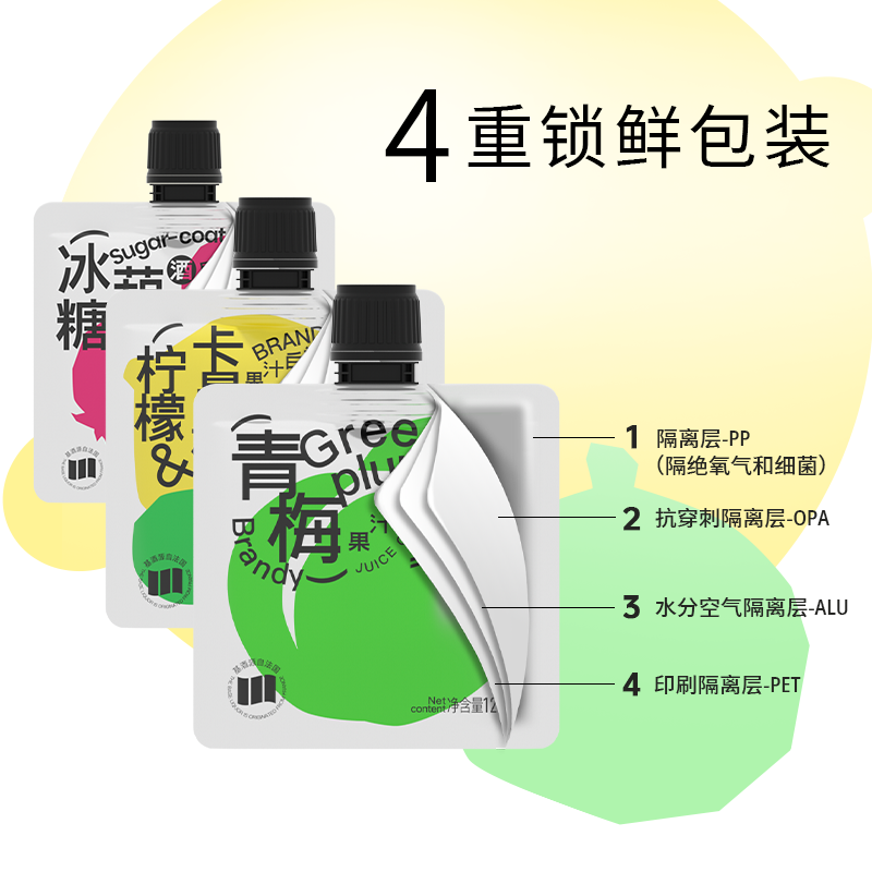 白焱果酒青梅柠檬卡曼橘冰糖葫芦多口味8.9°低度女士微醺袋装酒