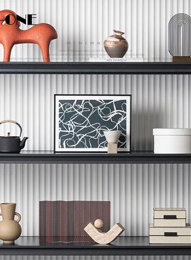 现轻奢风样板间诧寂风空高级感玄龛关书柜书代架壁开放格桌面装饰