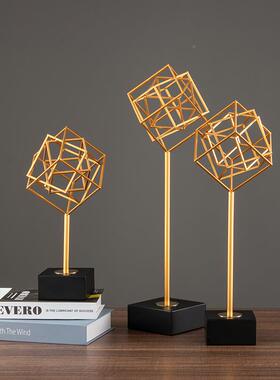 代约几金色魔方简抽象摆件BJ-0040美何式北欧样板间书桌书房现软