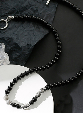 黑色串珠项链新款2024爆款配饰