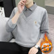 Fake two piece sweater for men autumn and winter fleece knitted sweater