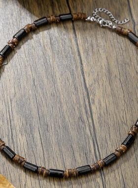 Summer necklace for men夏日沙滩椰壳项链男士简约不锈钢配饰