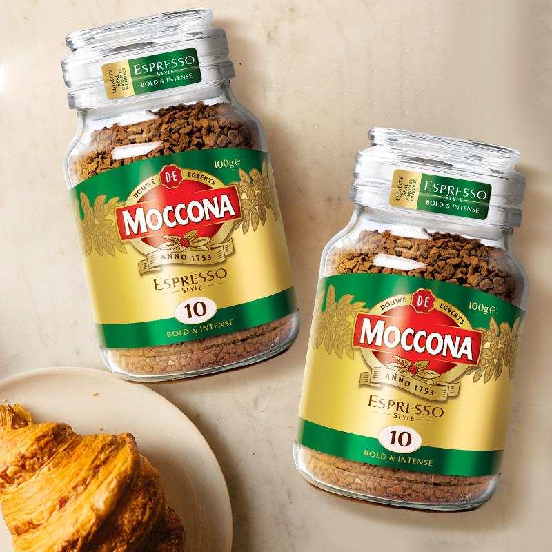 荷兰进口摩可纳咖啡moccona10号意式冻干速溶纯黑咖啡粉100g瓶装