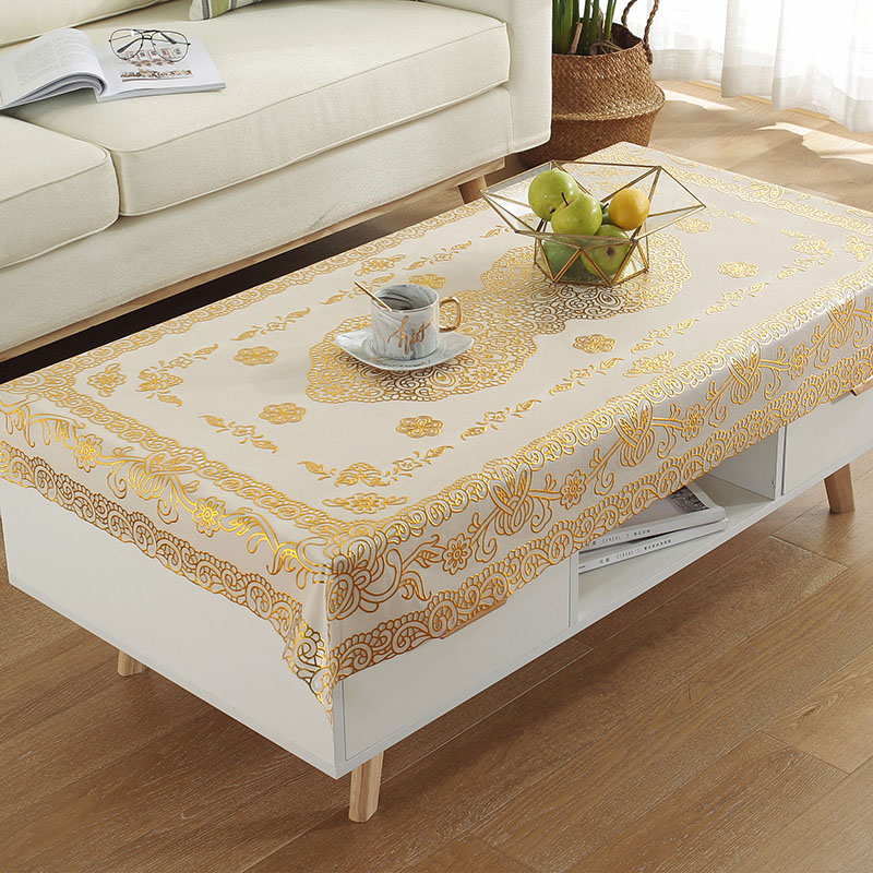 茶几桌布防水防油免洗PVC烫金塑料长方形茶几垫防尘客厅台布桌垫
