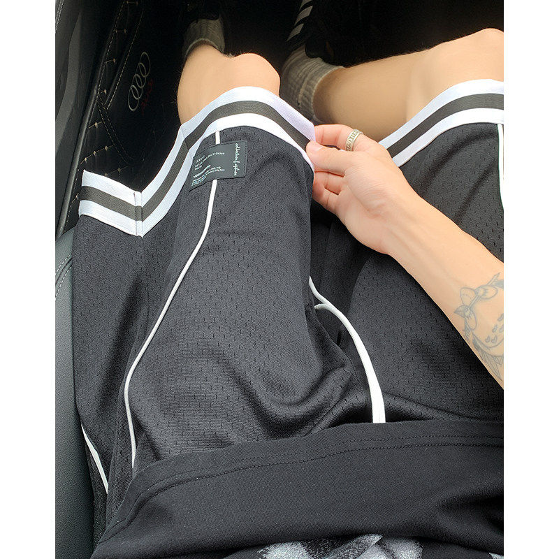 夏季网眼篮球短裤条纹开叉运动直筒五分裤男,淘宝优惠券,粉丝福利购,淘宝优惠卷