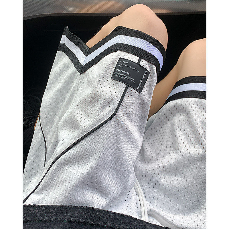 夏季网眼篮球短裤条纹开叉运动直筒五分裤男,淘宝优惠券,粉丝福利购,淘宝优惠卷